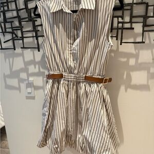 Maeve Brown and White Striped Shirt